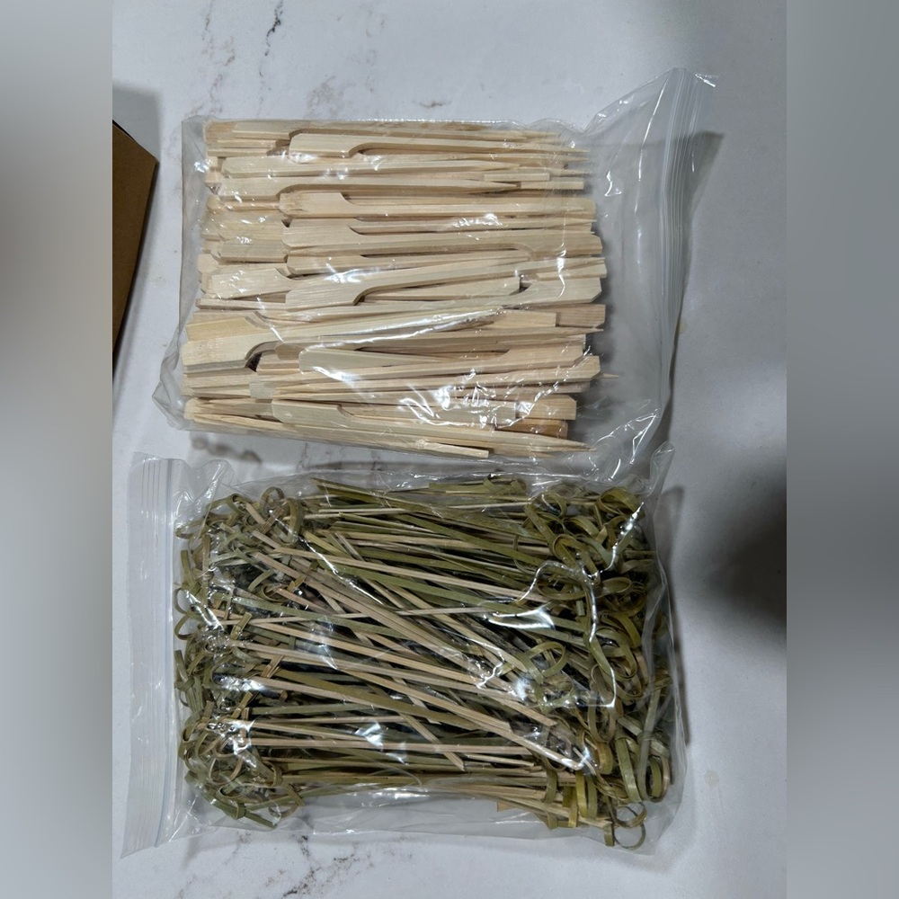 NEW 800PCS Cocktail Picks 5" Natural Bamboo Ball & Paddle Food Charcuterie